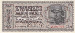 20 Karbowanez Ukraine p595b 25 1942